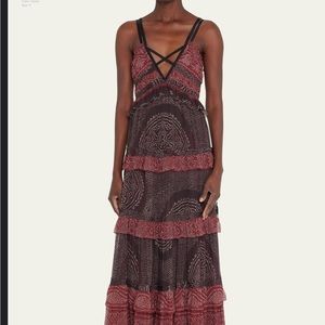 NWT Agathe Printed Tiered Strappy Gown